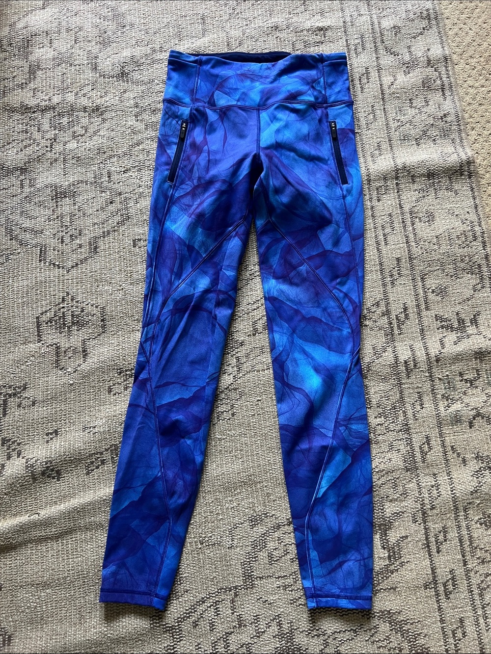 lululemon athletica Blue Patterned High-Rise Active Leggings